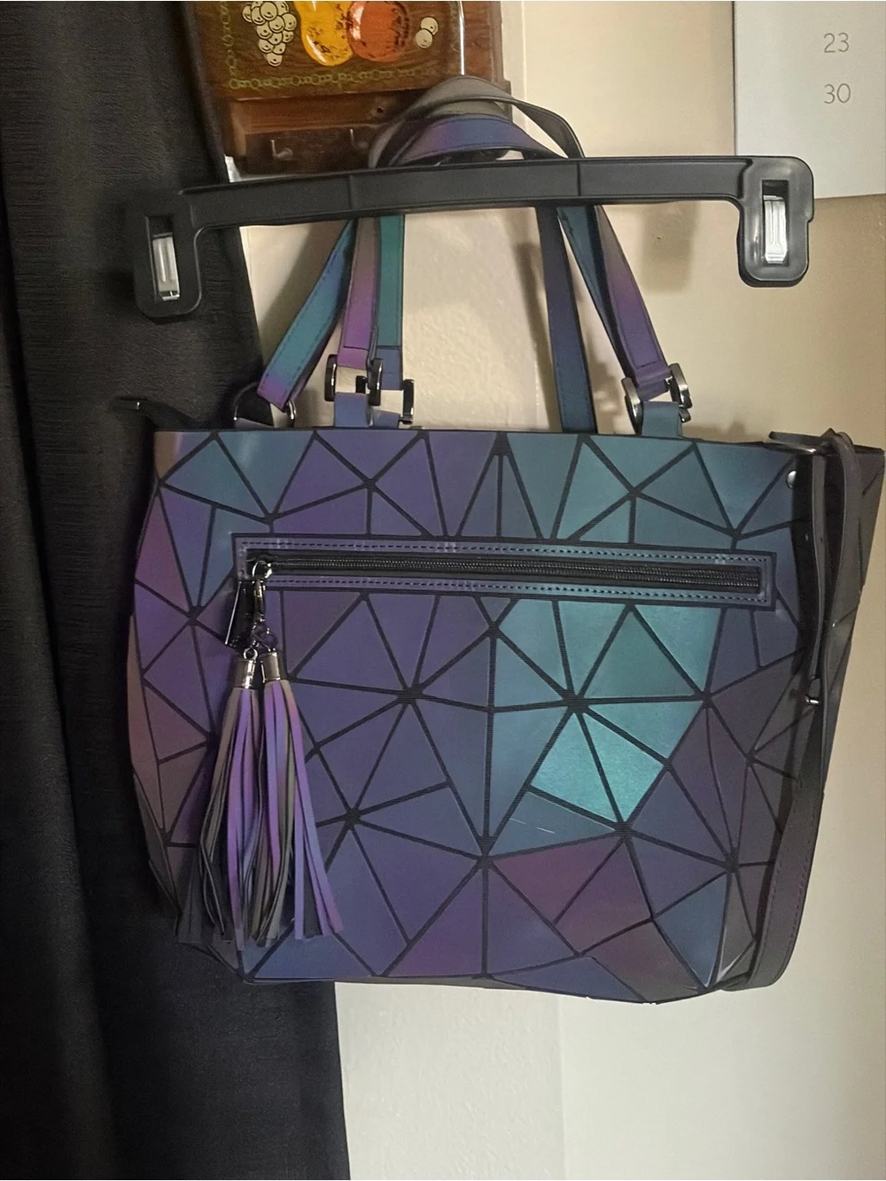 Source Unknown Iridescent Geometric Tote - Purple & Teal